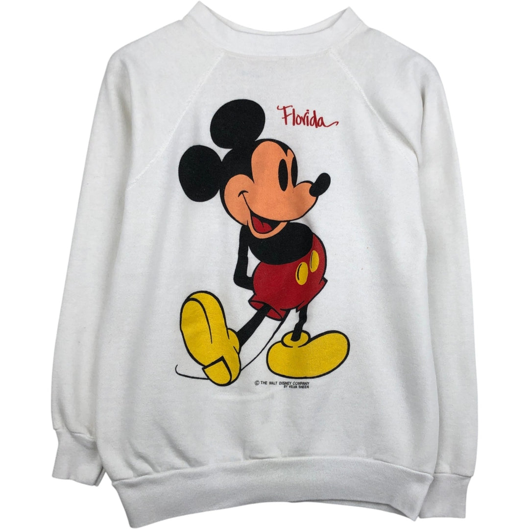 80'S Tultex Mickey Mouse Character Sweatshirt, Made in USA, Women's Size L (Equivalent), Vintage cotton white type Vintage Second Hand