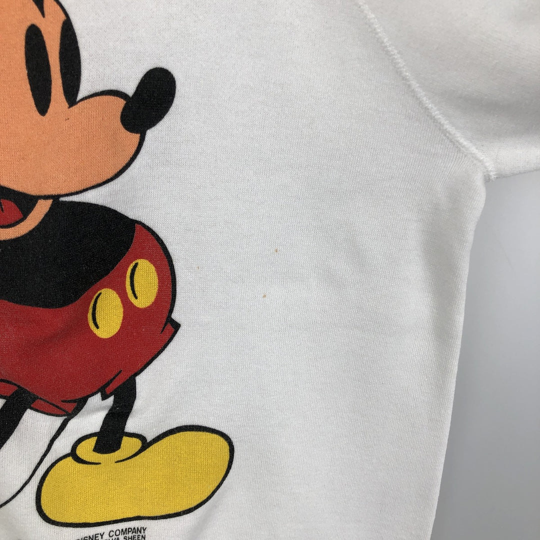 80'S Tultex Mickey Mouse Character Sweatshirt, Made in USA, Women's Size L (Equivalent), Vintage cotton white type Vintage Second Hand