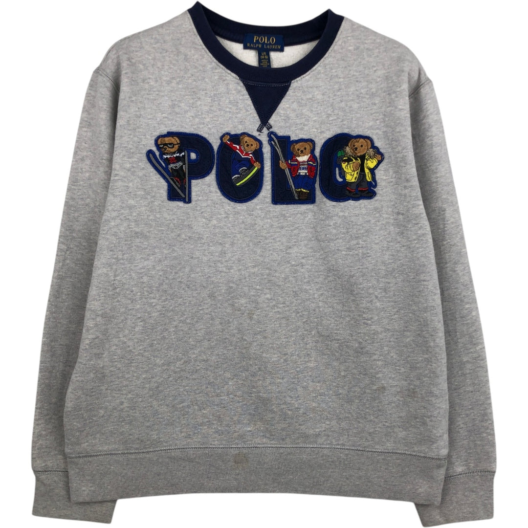 Ralph Lauren POLO RALPH LAUREN Polo Bear Logo Sweatshirt (Women's Size L) cotton gray type Vintage Second Hand