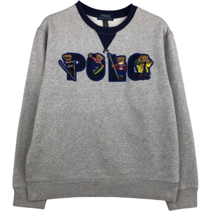Ralph Lauren POLO RALPH LAUREN Polo Bear Logo Sweatshirt (Women's Size L) cotton gray type Vintage Second Hand