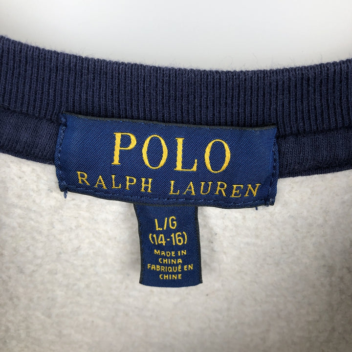 Ralph Lauren POLO RALPH LAUREN Polo Bear Logo Sweatshirt (Women's Size L) cotton gray type Vintage Second Hand