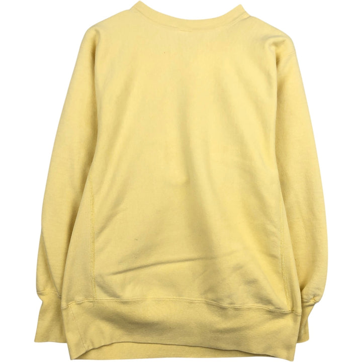 90'S Champion Reverse Weave Embroidered Tag University of Michigan College Sweatshirt (Women's Size L) cotton lemon yellow Vintage Second Hand