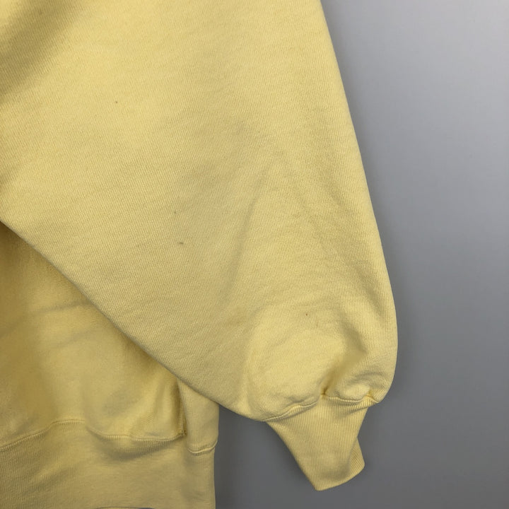 90'S Champion Reverse Weave Embroidered Tag University of Michigan College Sweatshirt (Women's Size L) cotton lemon yellow Vintage Second Hand