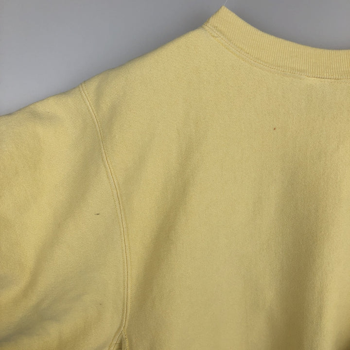 90'S Champion Reverse Weave Embroidered Tag University of Michigan College Sweatshirt (Women's Size L) cotton lemon yellow Vintage Second Hand