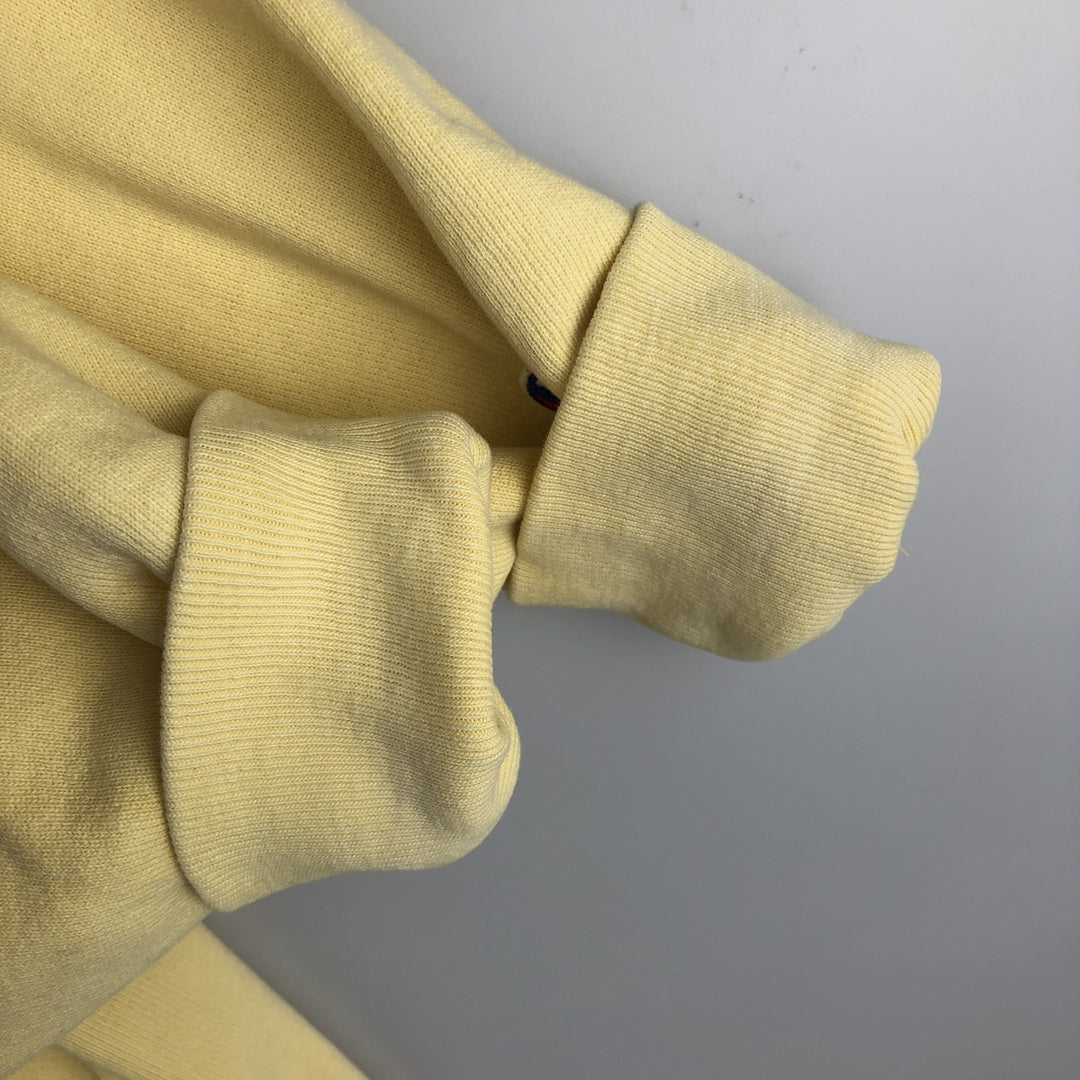 90'S Champion Reverse Weave Embroidered Tag University of Michigan College Sweatshirt (Women's Size L) cotton lemon yellow Vintage Second Hand