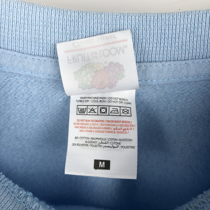 Fruit of the Loom printed sweatshirt, women's size M (approx.) cotton Blue type light blue Vintage Second Hand