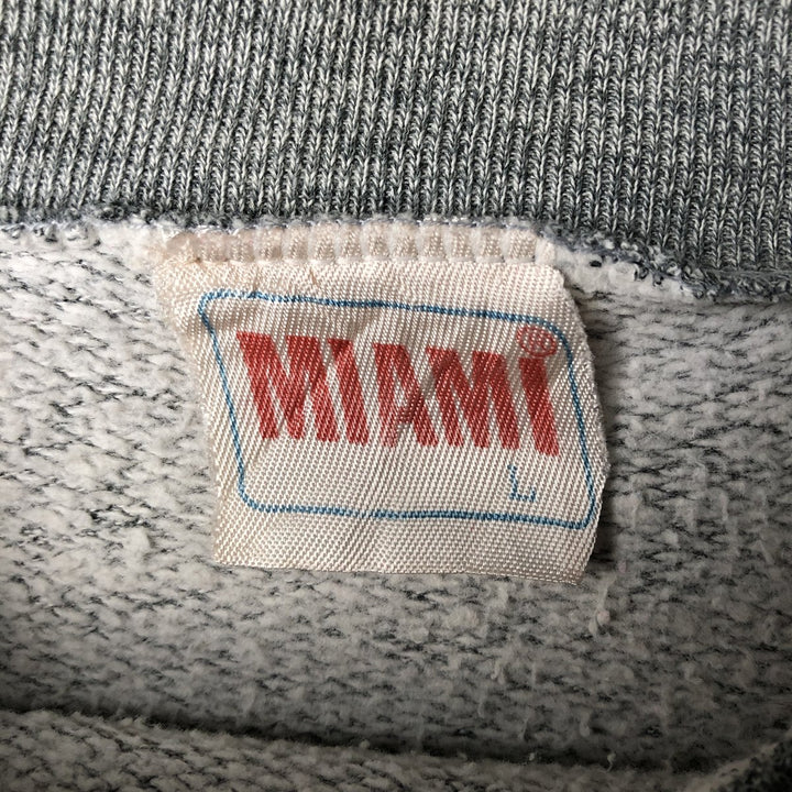 MIAMI Printed Sweatshirt, Women's Size L (approx.), Vintage unclear gray type Vintage Second Hand
