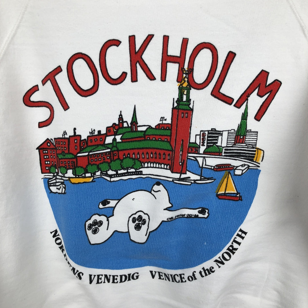 Printed sweatshirt, women's size M (approx.) unclear white type Vintage Second Hand