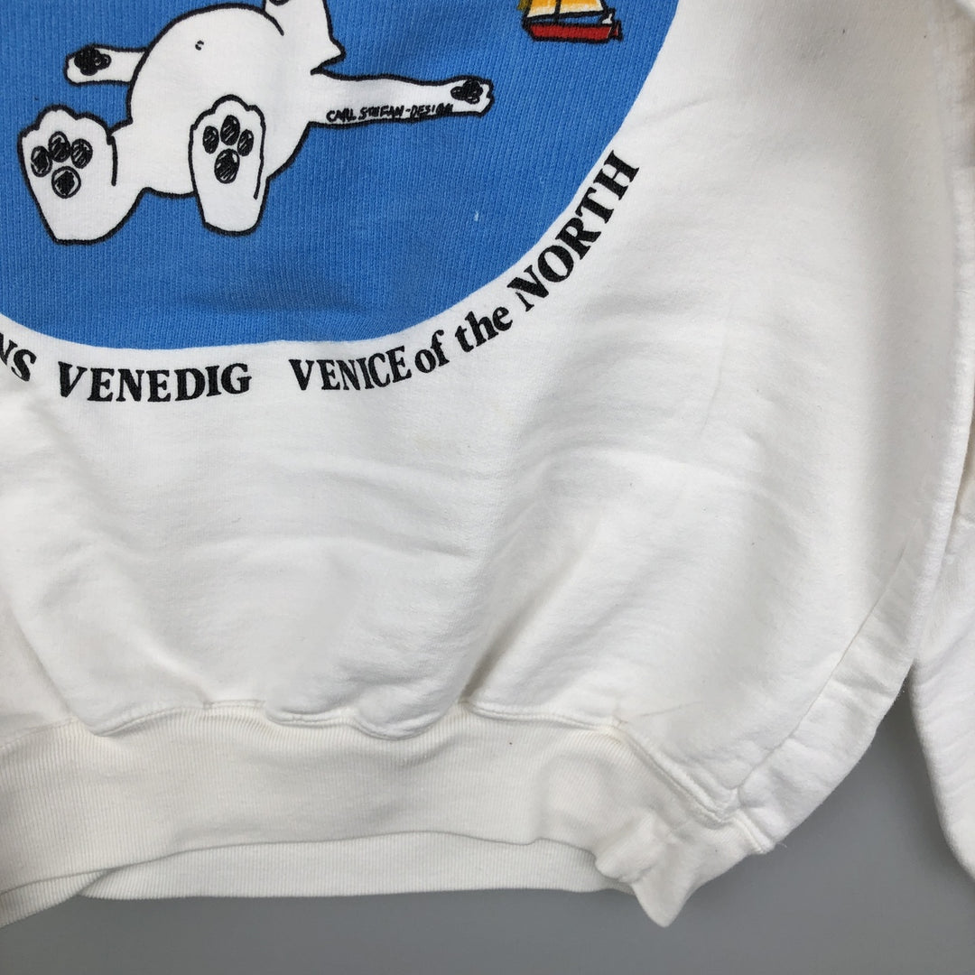 Printed sweatshirt, women's size M (approx.) unclear white type Vintage Second Hand