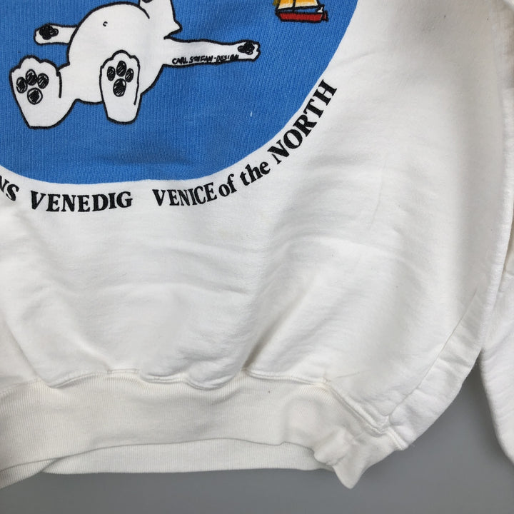 Printed sweatshirt, women's size M (approx.) unclear white type Vintage Second Hand