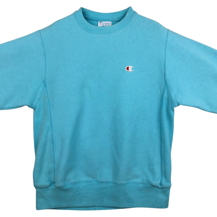 Champion REVERSE WEAVE One-Point Logo Sweatshirt (Women's Size S) cotton Blue type light blue Vintage Second Hand