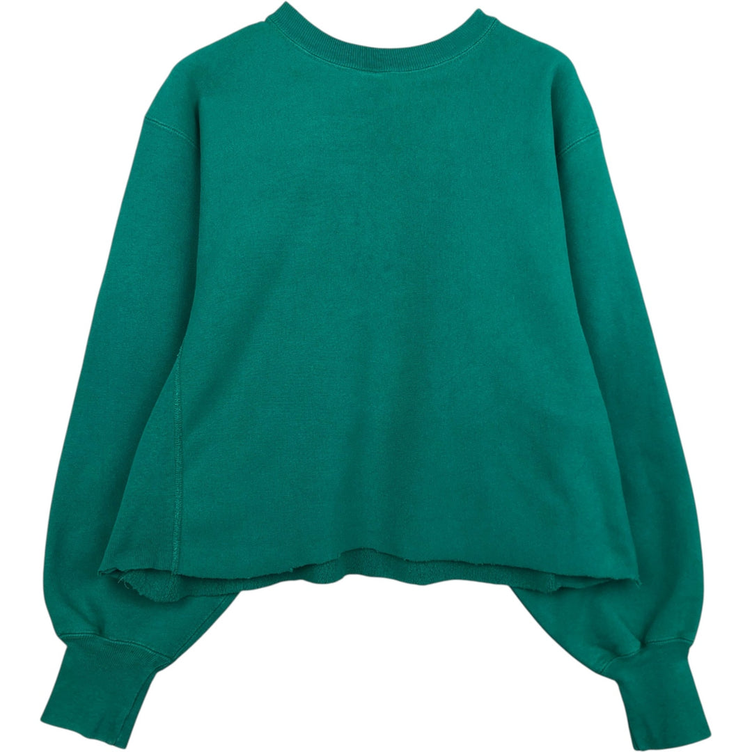 90'S Champion Reverse Weave Embroidered Tag Cut-Off Sweatshirt with One-Point Logo (Women's XL equivalent) cotton green type Vintage Second Hand