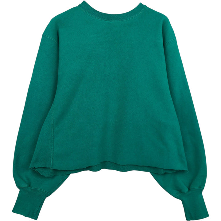 90'S Champion Reverse Weave Embroidered Tag Cut-Off Sweatshirt with One-Point Logo (Women's XL equivalent) cotton green type Vintage Second Hand
