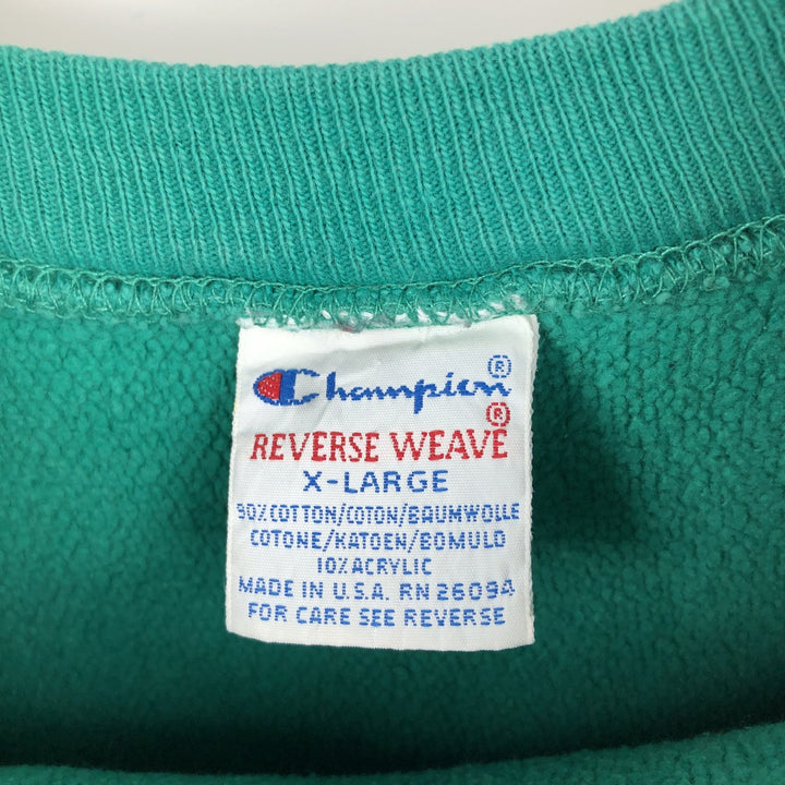 90'S Champion Reverse Weave Embroidered Tag Cut-Off Sweatshirt with One-Point Logo (Women's XL equivalent) cotton green type Vintage Second Hand