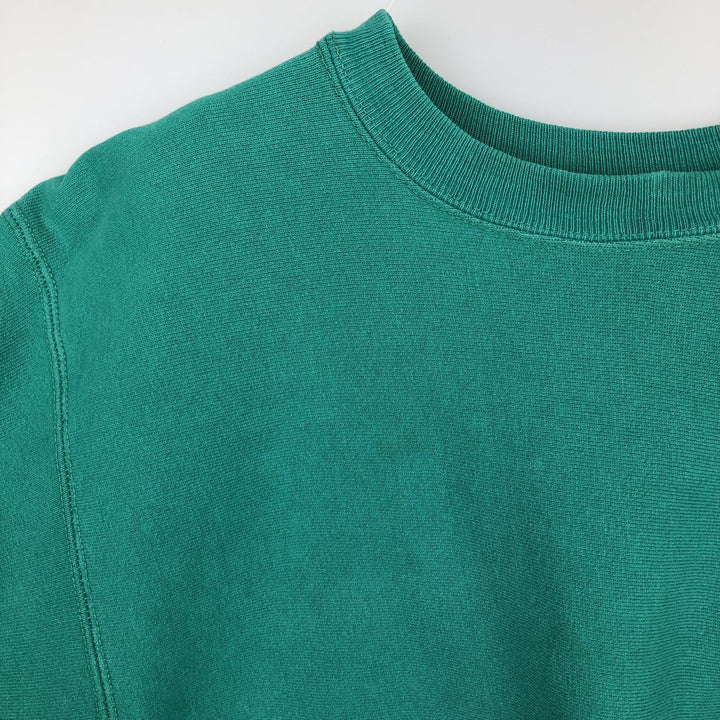90'S Champion Reverse Weave Embroidered Tag Cut-Off Sweatshirt with One-Point Logo (Women's XL equivalent) cotton green type Vintage Second Hand