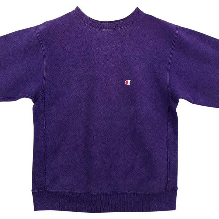 Champion Reverse Weave Embroidered Tag One-Point Logo Sweatshirt, Made in USA, Women's Size L (approx.) cotton purple type Vintage Second Hand