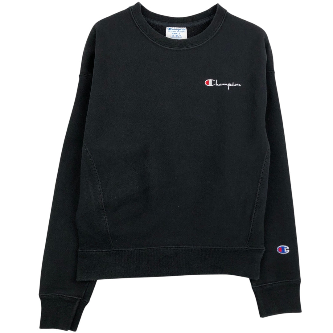 Champion REVERSE WEAVE Logo Sweatshirt (Women's Size S) cotton black type Vintage Second Hand