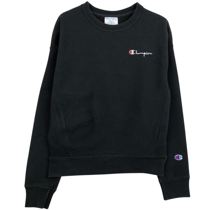 Champion REVERSE WEAVE Logo Sweatshirt (Women's Size S) cotton black type Vintage Second Hand