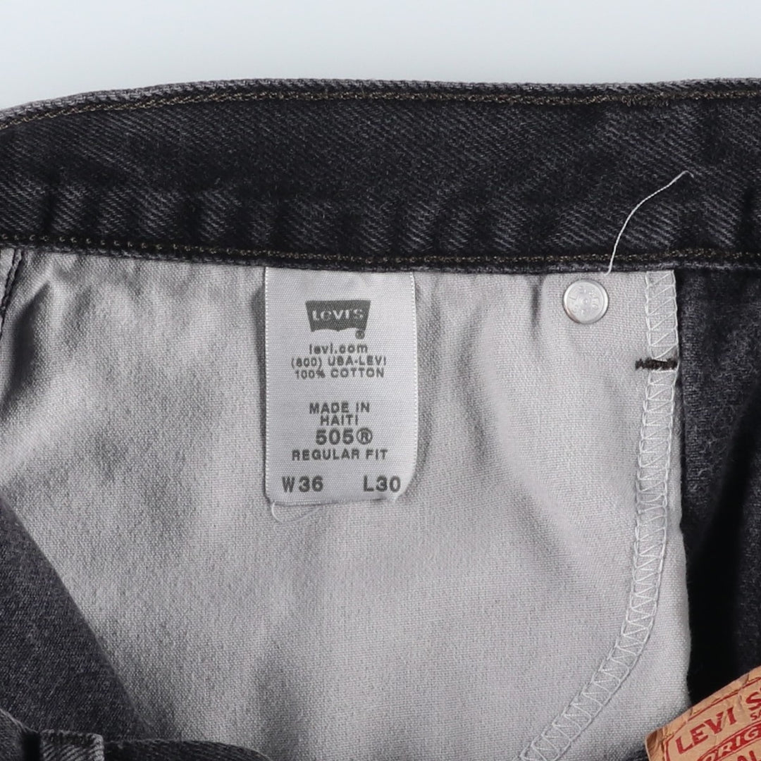 2000'S Levi's 505 Regular Fit Black Denim Tapered Denim Pants, Men's Size 36 cotton black type Vintage Second Hand