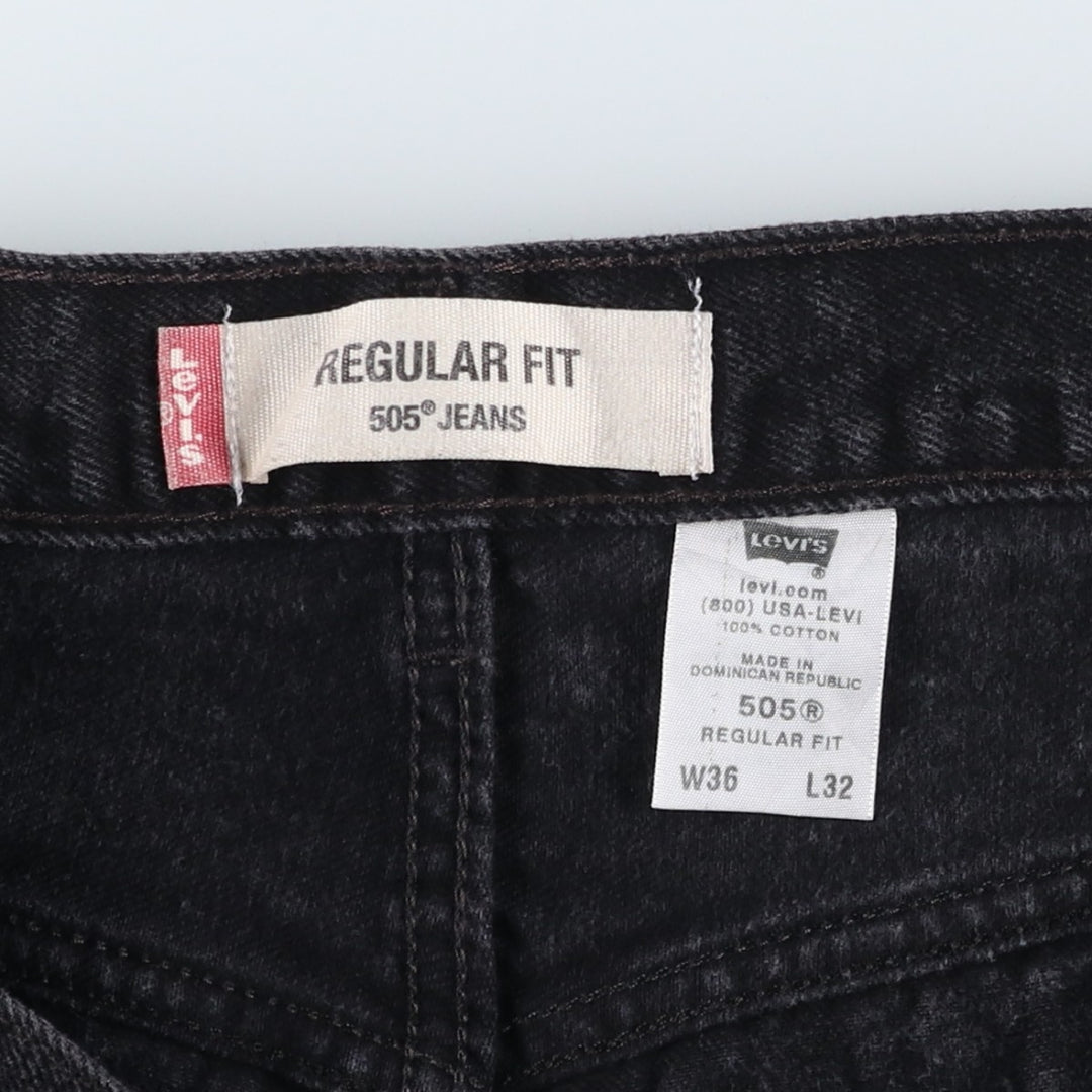 2000'S Levi's 505 Regular Fit Black Denim Tapered Denim Pants, Men's Size 35 cotton black type Vintage Second Hand