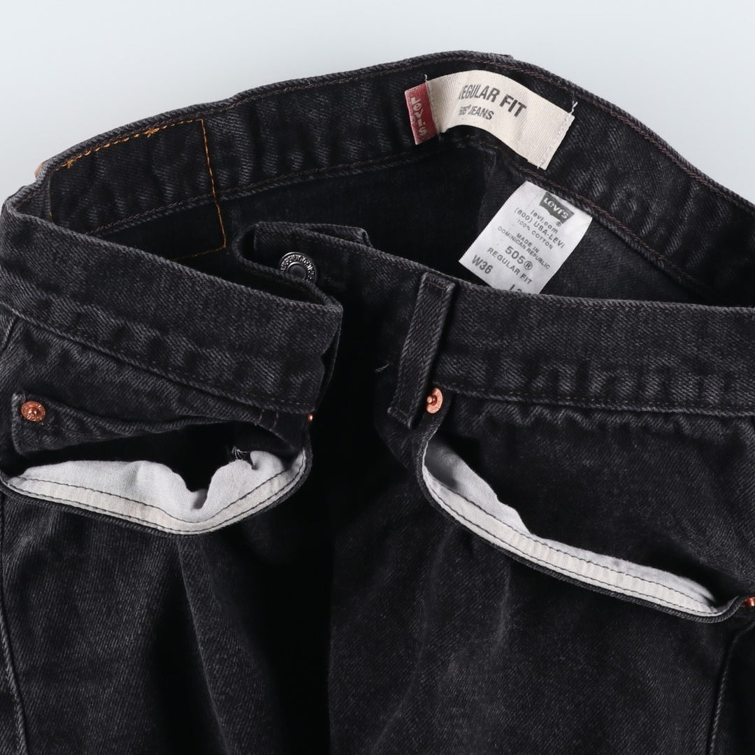 2000'S Levi's 505 Regular Fit Black Denim Tapered Denim Pants, Men's Size 35 cotton black type Vintage Second Hand