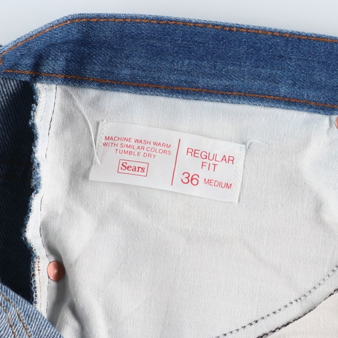 1970'S Sears Thumbs Up Regular Fit Flare Cut Denim Pants, Men's W35 (approx.), Vintage unclear blue type Vintage Second Hand