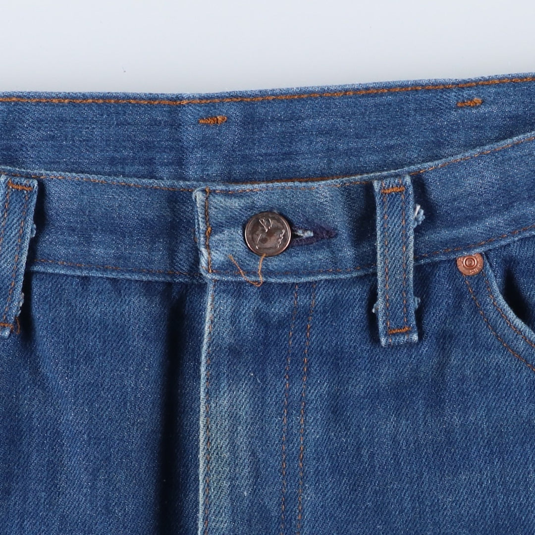 1970'S Sears Thumbs Up Regular Fit Flare Cut Denim Pants, Men's W35 (approx.), Vintage unclear blue type Vintage Second Hand
