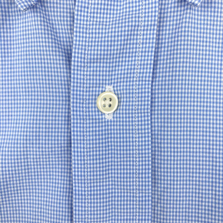 Ralph Lauren CUSTOM FIT Gingham Check Long Sleeve Button Down Check Shirt Men's L size cotton Blue type light blue Vintage Second Hand