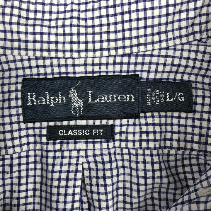Ralph Lauren Classic Fit Long Sleeve Button Down Check Shirt, Men's Size L cotton white type Vintage Second Hand