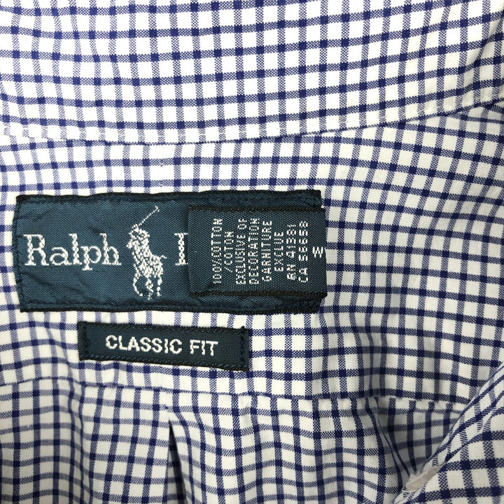 Ralph Lauren Classic Fit Long Sleeve Button Down Check Shirt, Men's Size L cotton white type Vintage Second Hand