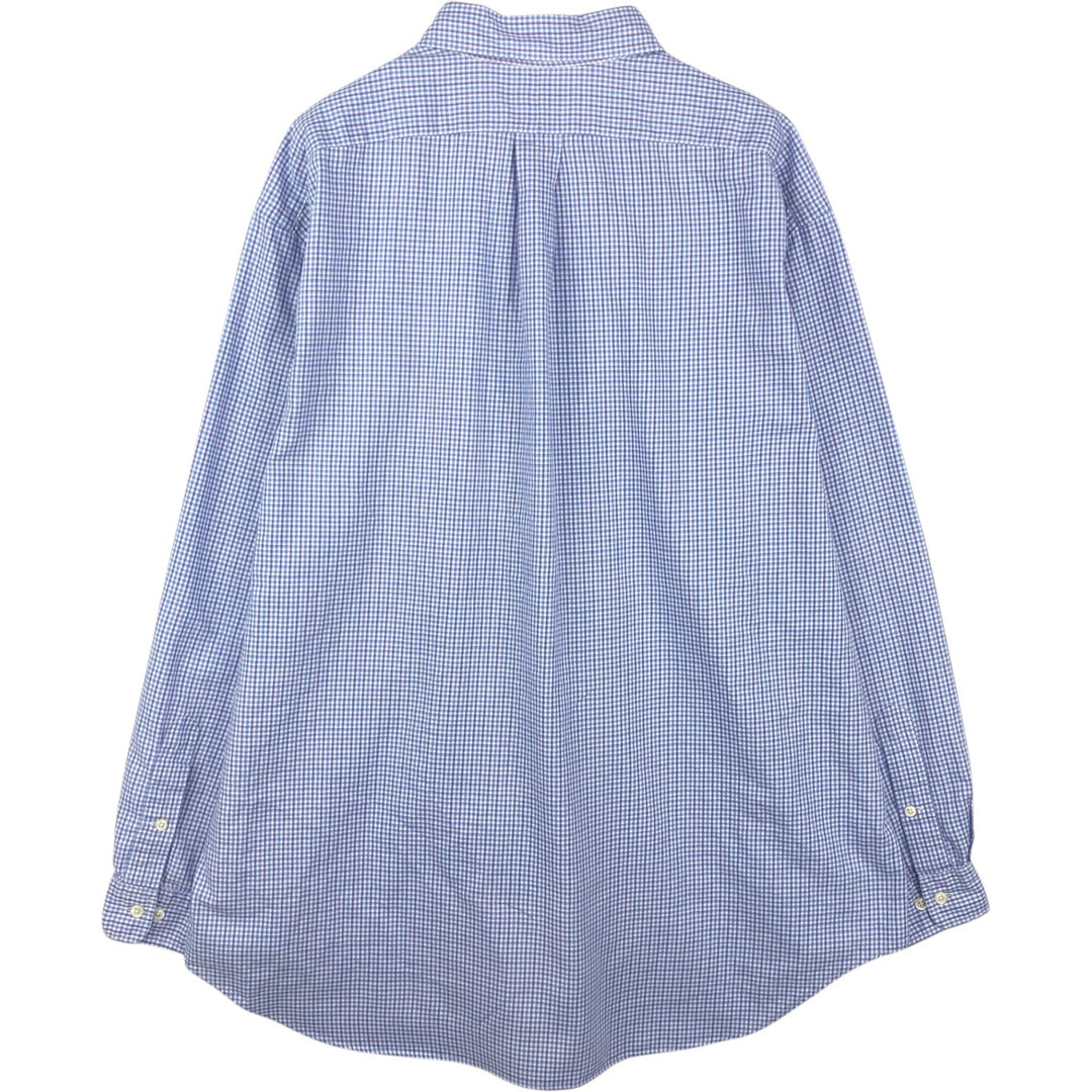 Ralph Lauren YARMOUTH gingham check long-sleeve button-down check shirt, men's XXL cotton Blue type light blue Vintage Second Hand