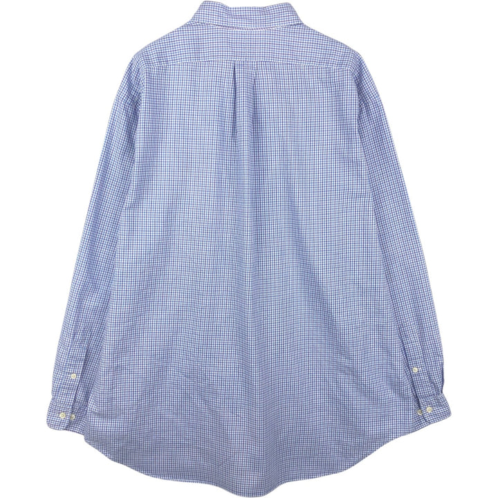Ralph Lauren YARMOUTH gingham check long-sleeve button-down check shirt, men's XXL cotton Blue type light blue Vintage Second Hand