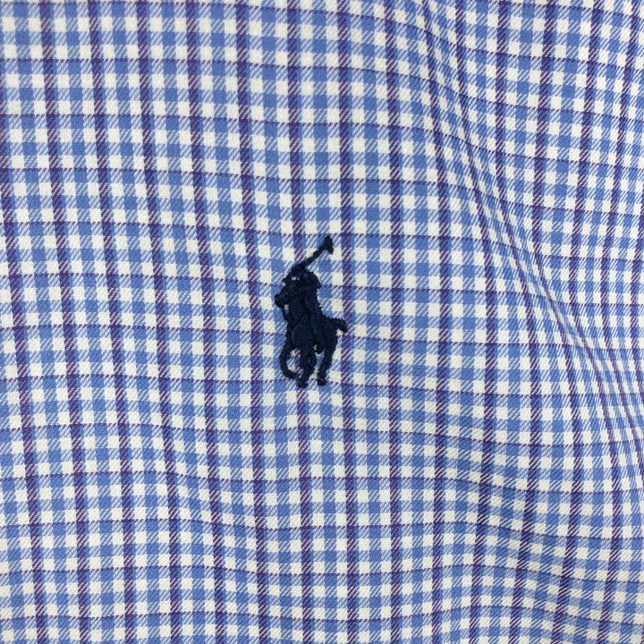 Ralph Lauren YARMOUTH gingham check long-sleeve button-down check shirt, men's XXL cotton Blue type light blue Vintage Second Hand