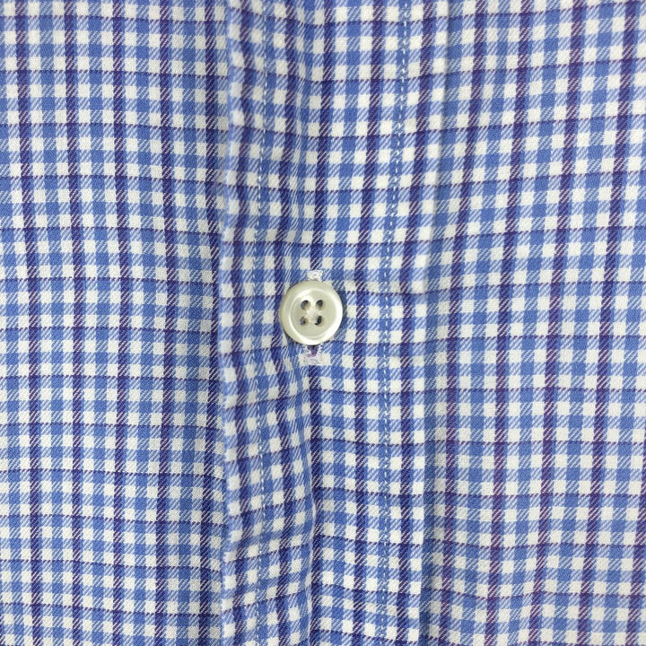 Ralph Lauren YARMOUTH gingham check long-sleeve button-down check shirt, men's XXL cotton Blue type light blue Vintage Second Hand