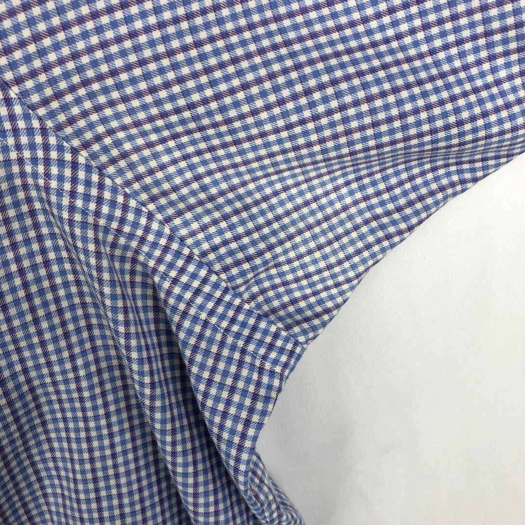 Ralph Lauren YARMOUTH gingham check long-sleeve button-down check shirt, men's XXL cotton Blue type light blue Vintage Second Hand