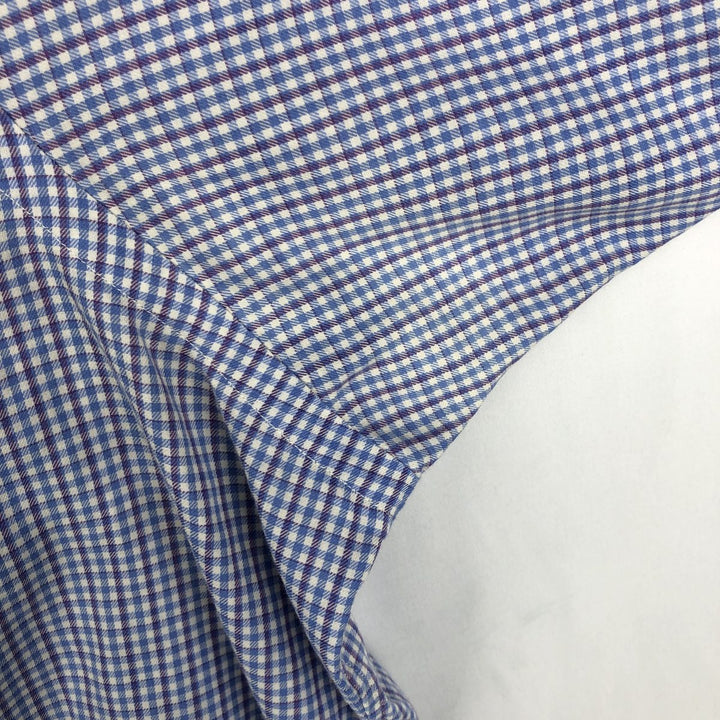 Ralph Lauren YARMOUTH gingham check long-sleeve button-down check shirt, men's XXL cotton Blue type light blue Vintage Second Hand