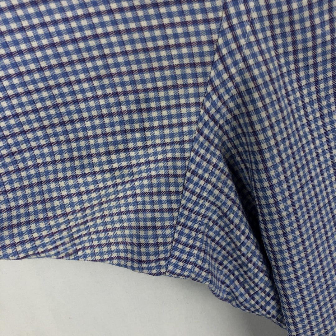 Ralph Lauren YARMOUTH gingham check long-sleeve button-down check shirt, men's XXL cotton Blue type light blue Vintage Second Hand