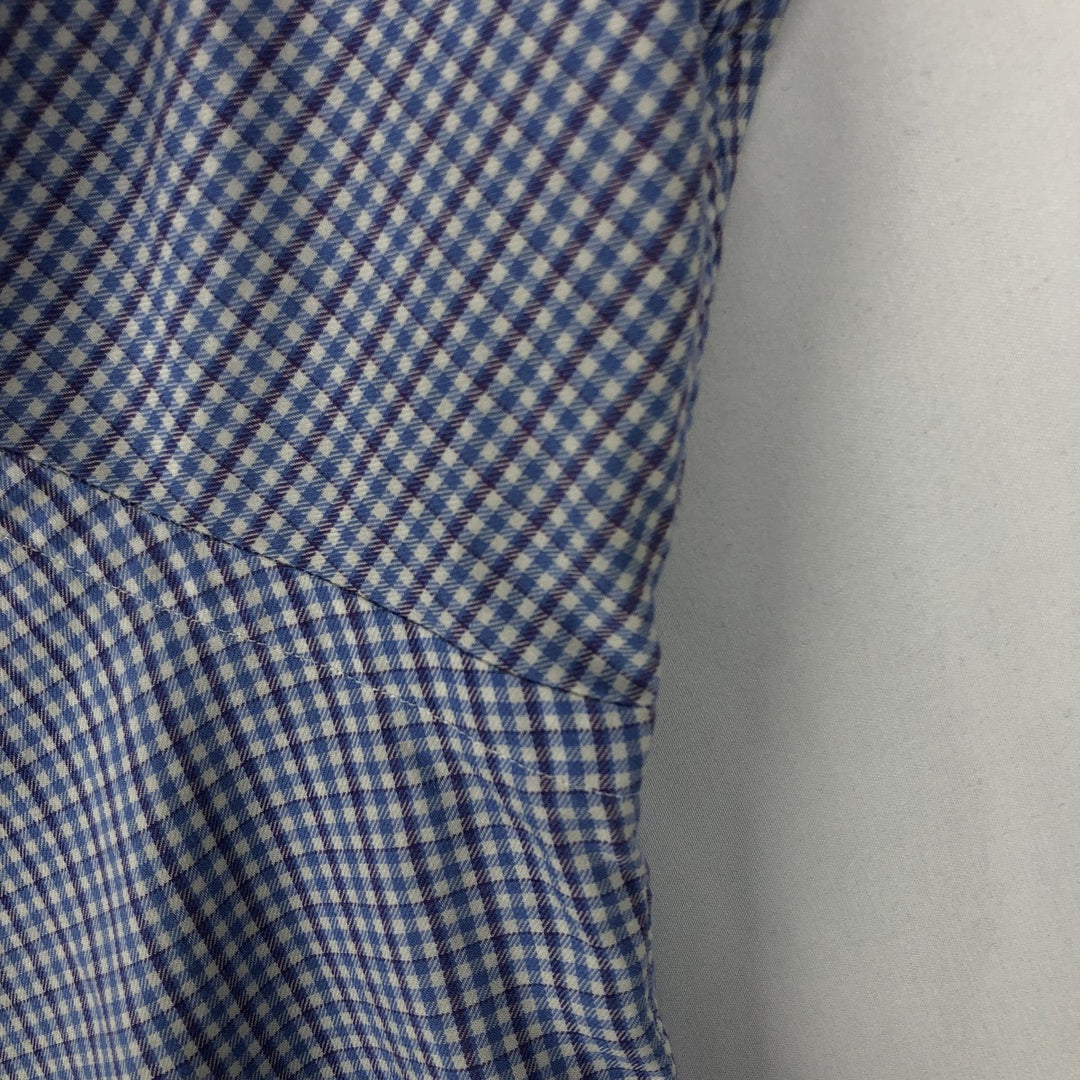 Ralph Lauren YARMOUTH gingham check long-sleeve button-down check shirt, men's XXL cotton Blue type light blue Vintage Second Hand