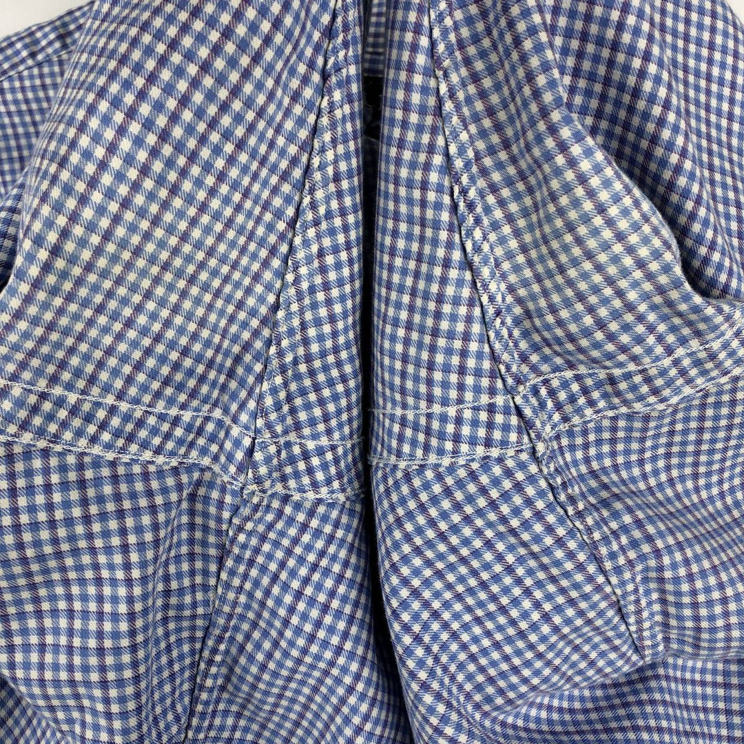 Ralph Lauren YARMOUTH gingham check long-sleeve button-down check shirt, men's XXL cotton Blue type light blue Vintage Second Hand