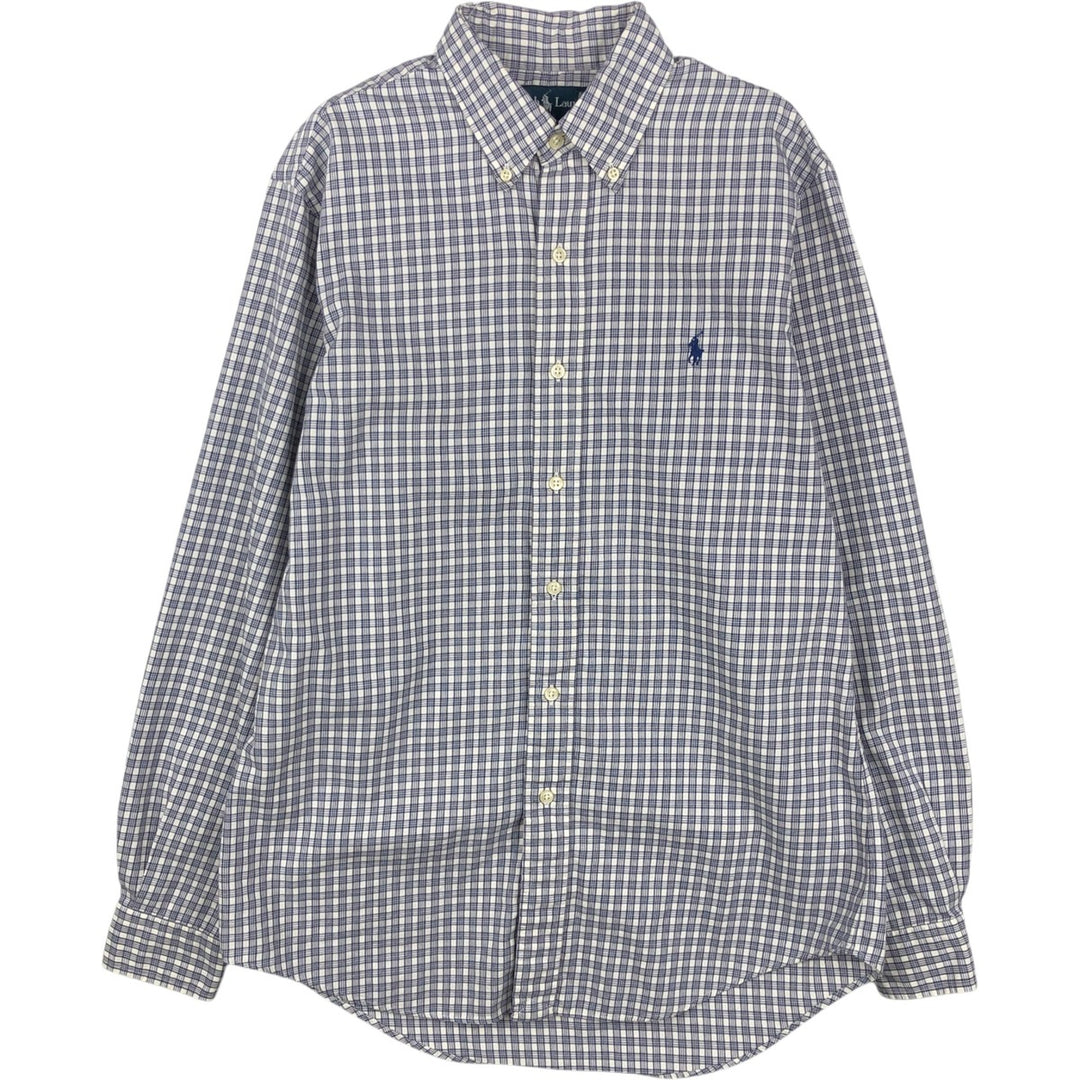 Ralph Lauren CUSTOM FIT long sleeve button down check shirt men's size M cotton white type Vintage Second Hand