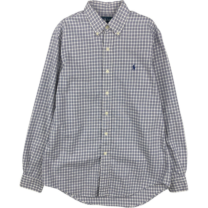 Ralph Lauren CUSTOM FIT long sleeve button down check shirt men's size M cotton white type Vintage Second Hand