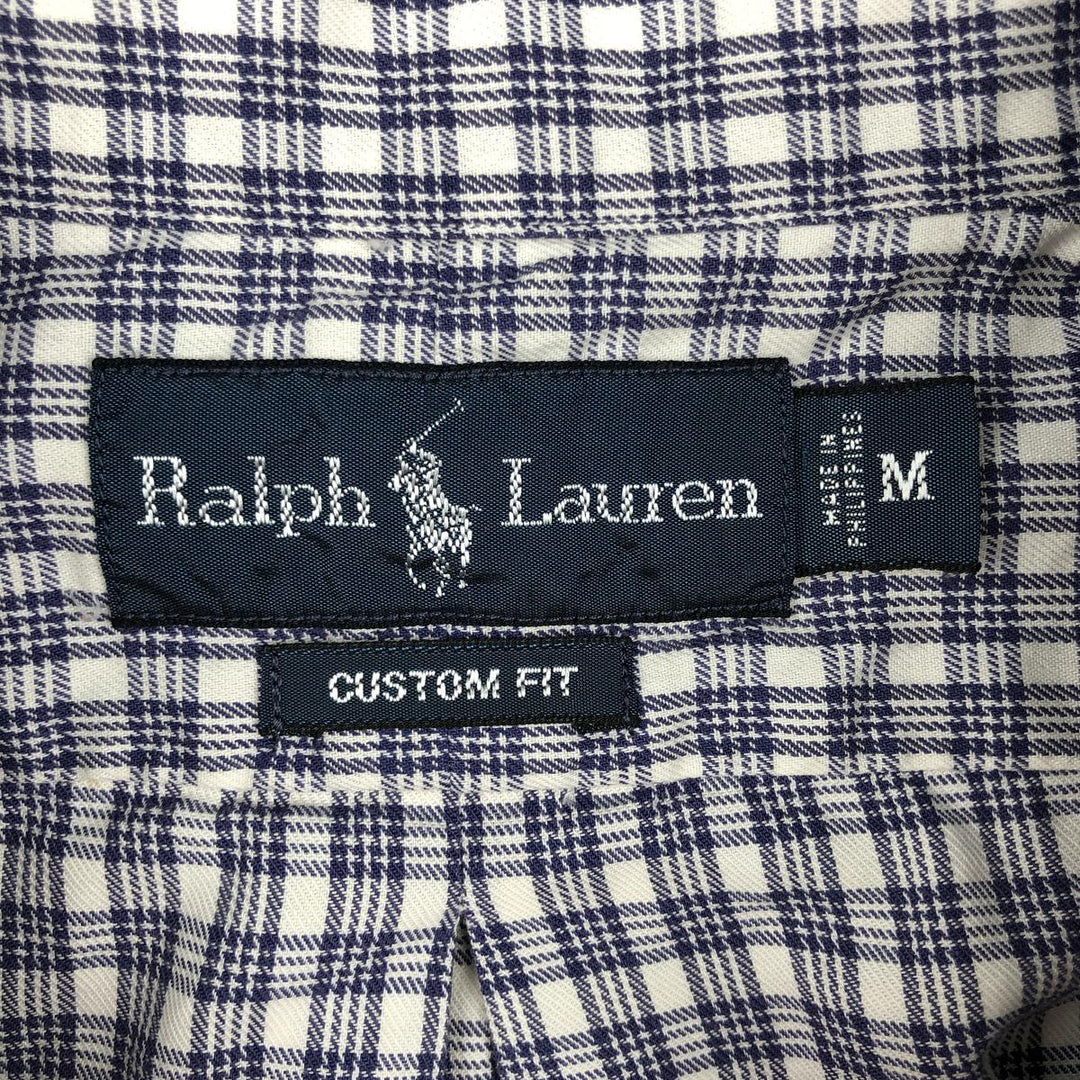 Ralph Lauren CUSTOM FIT long sleeve button down check shirt men's size M cotton white type Vintage Second Hand