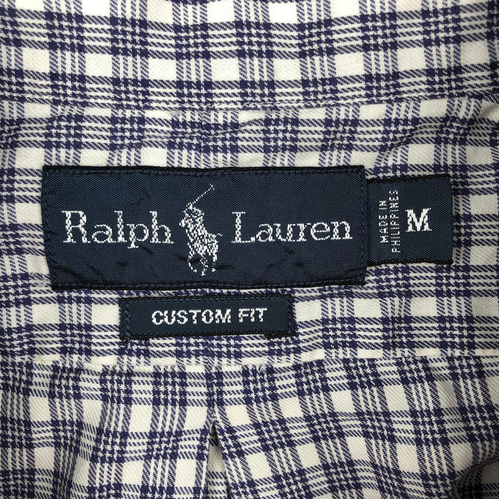 Ralph Lauren CUSTOM FIT long sleeve button down check shirt men's size M cotton white type Vintage Second Hand