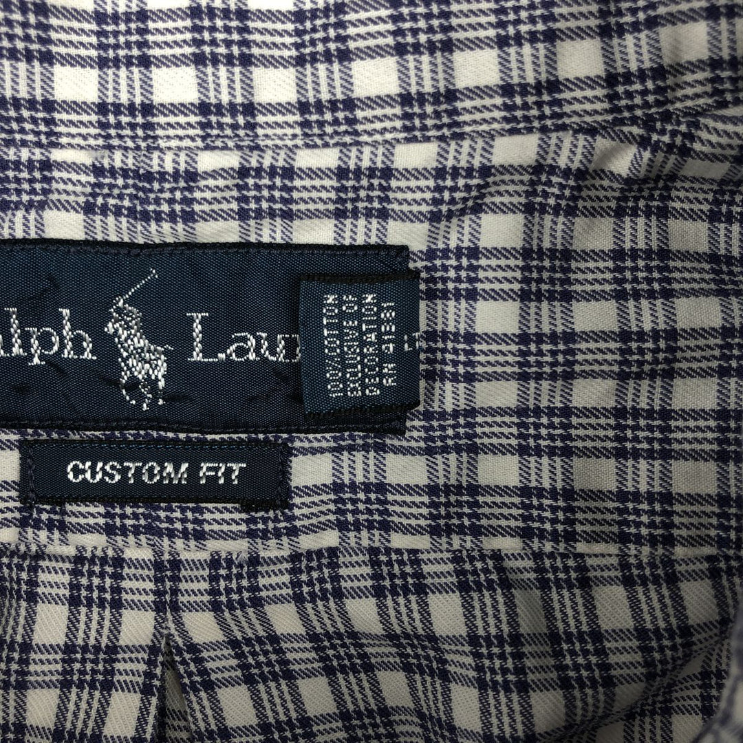 Ralph Lauren CUSTOM FIT long sleeve button down check shirt men's size M cotton white type Vintage Second Hand