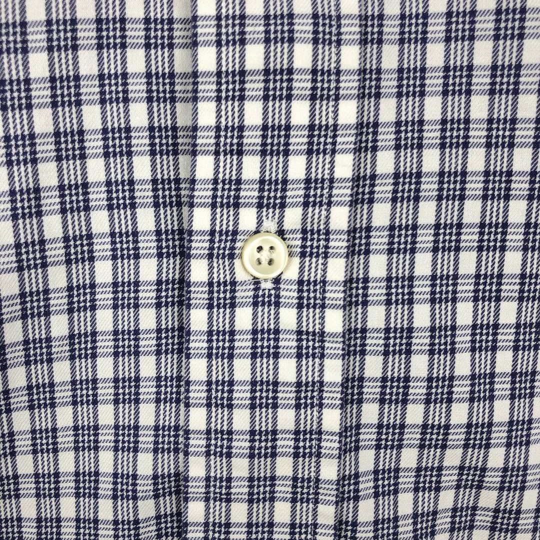 Ralph Lauren CUSTOM FIT long sleeve button down check shirt men's size M cotton white type Vintage Second Hand