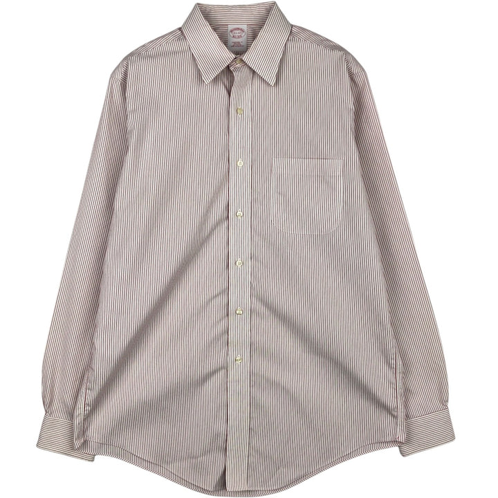 Brooks Brothers Est.1818 Long Sleeve Cotton Striped Shirt, Men's M Size cotton white type Vintage Second Hand