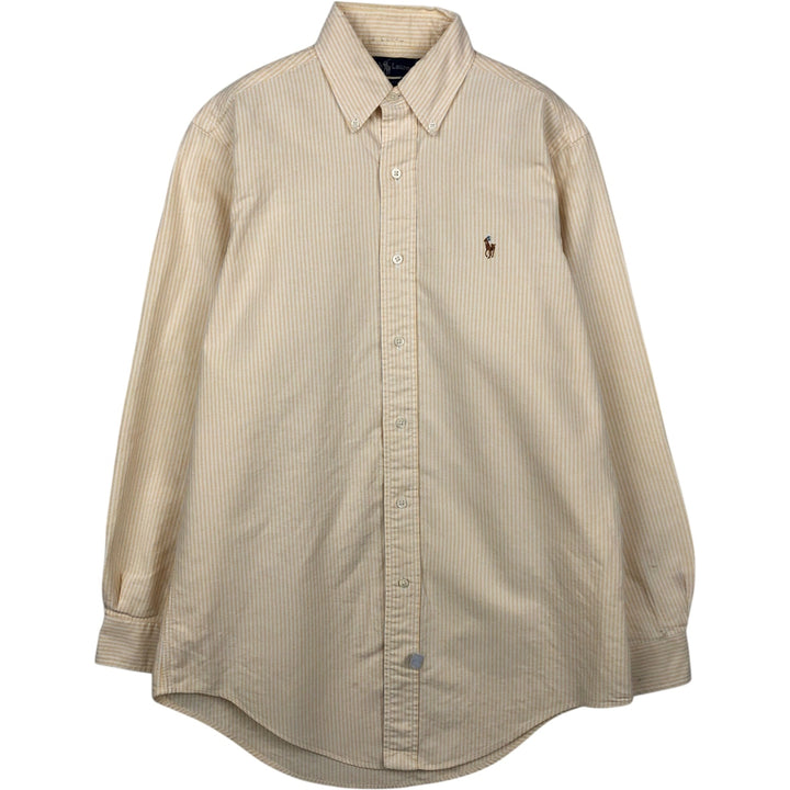 Ralph Lauren long-sleeved button-down striped shirt, men's size S cotton yellow type Vintage Second Hand