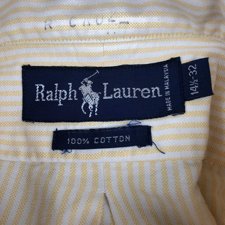 Ralph Lauren long-sleeved button-down striped shirt, men's size S cotton yellow type Vintage Second Hand