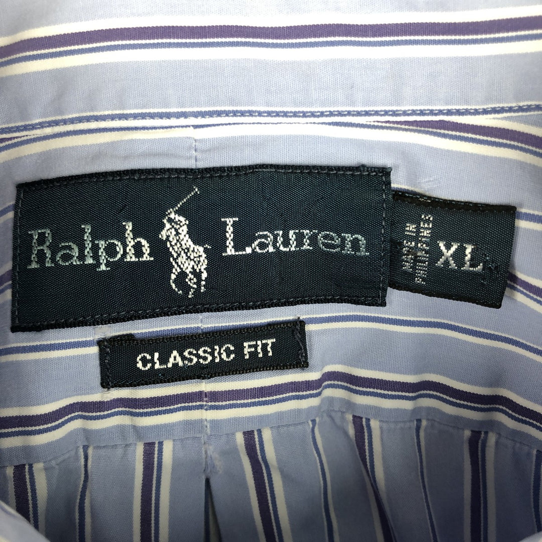 Ralph Lauren Classic Fit Long Sleeve Button Down Striped Shirt Men's XL cotton blue type Vintage Second Hand