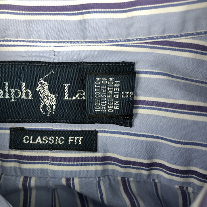 Ralph Lauren Classic Fit Long Sleeve Button Down Striped Shirt Men's XL cotton blue type Vintage Second Hand